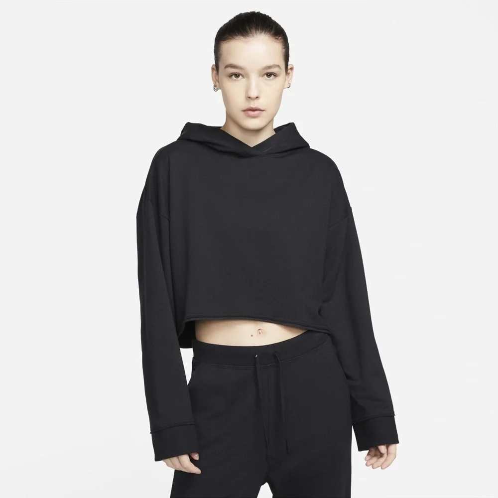Nike Yoga Luxe Women's Cropped Fleece Hoodie in Black